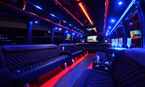 McAllen 30 Passenger Party Bus Black Interior
